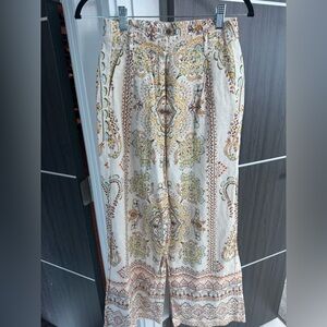 Bohemian Patterned Wide-Leg Linen Pants